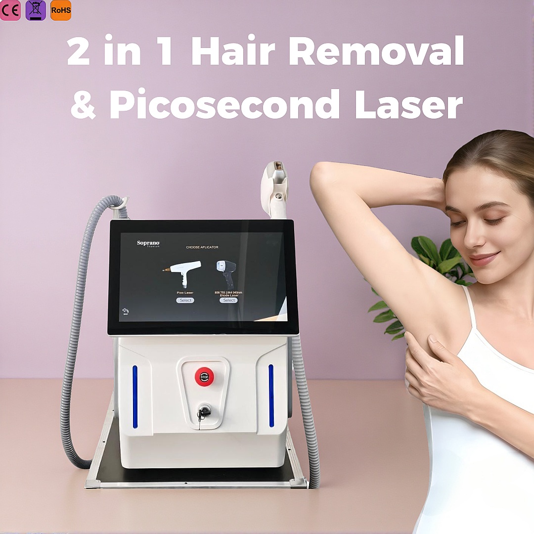 Ice Titanium Diode Laser Machine - เครื่องกำจัดขนด้วยเลเซอร์ไดโอดโซปราโน ไทเทเนียม ไอซ์ แพลตตินัม 2-in-1 ไม่เจ็บ