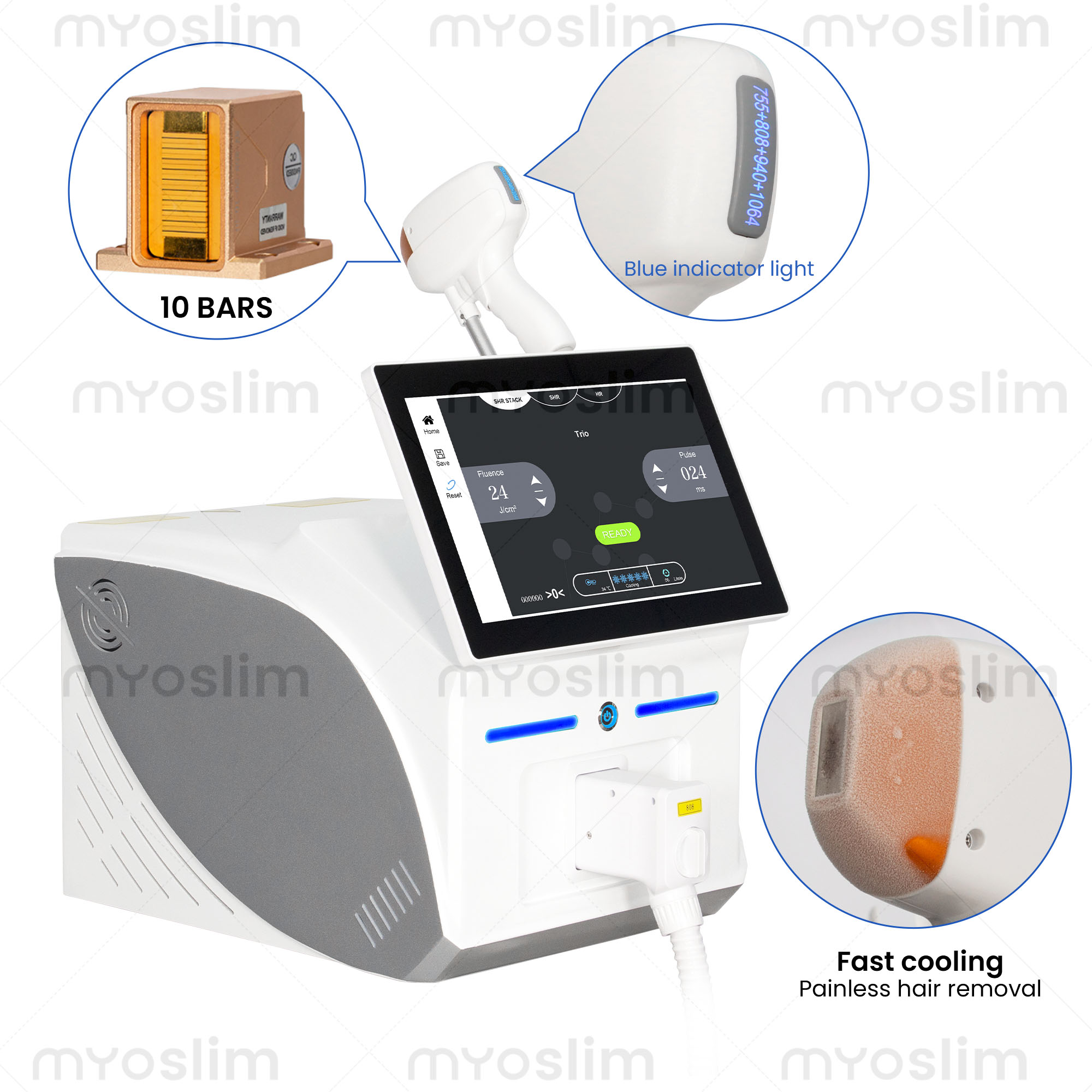 Alexandrite Laser Hair Removal Machine - เครื่องกำจัดขนสำหรับผู้หญิงแบบพกพา ระดับมืออาชีพ เลเซอร์ไดโอด ไอซ์ไทเทเนียม อเล็กซานไดรต์ 4