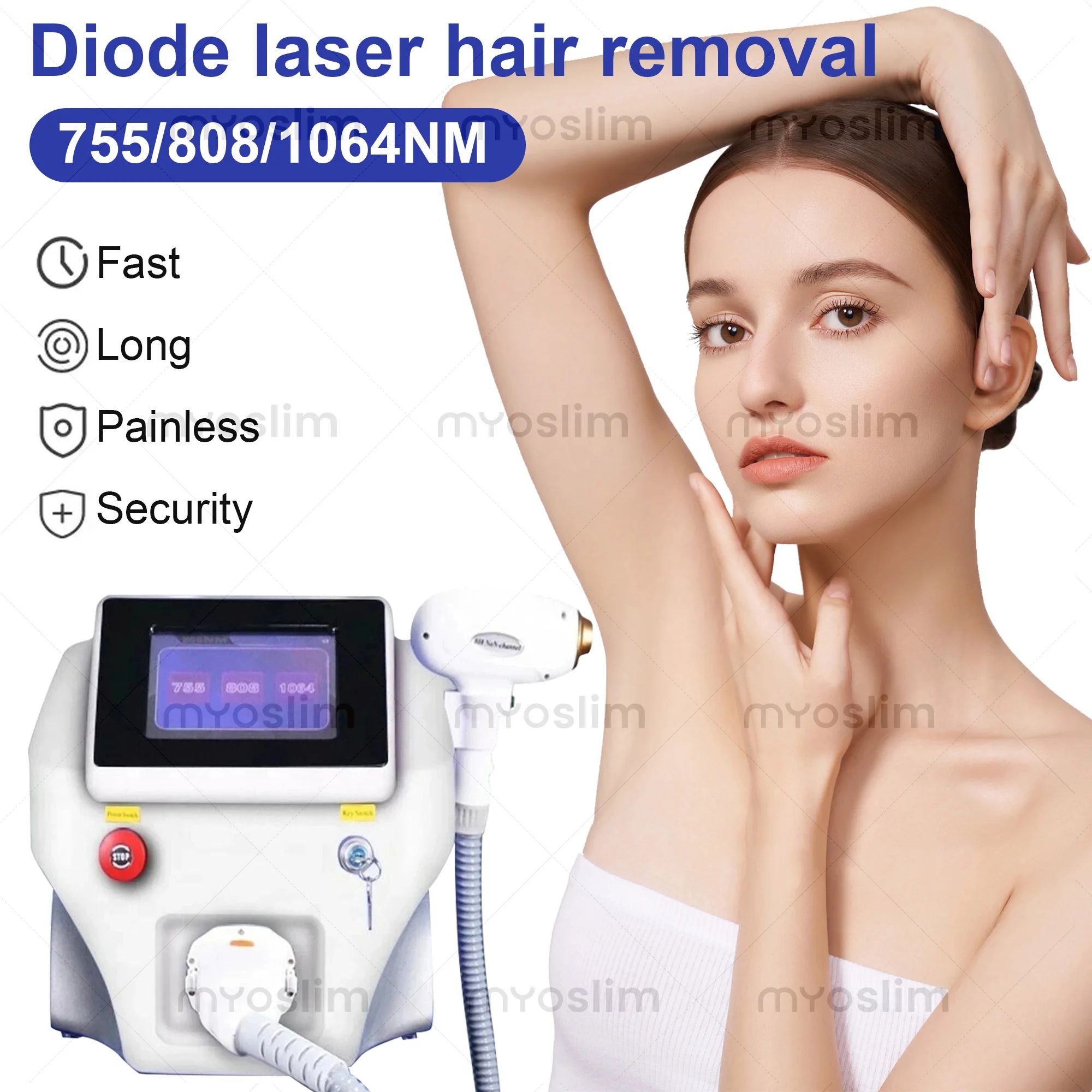 Ice Titanium Diode Laser Machine - เครื่องกำจัดขนด้วยเลเซอร์ไดโอดไอซ์ไทเทเนียมแบบพกพา 4 ความยาวคลื่น 4000 วัตต์ รุ่น