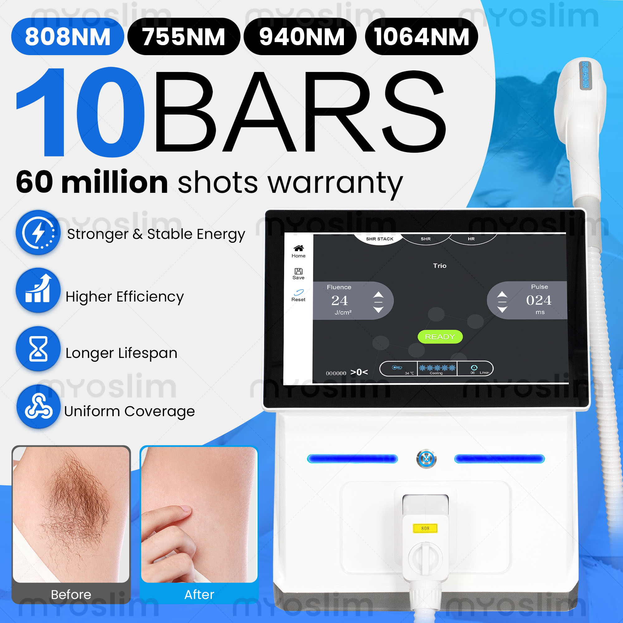 เครื่องกำจัดขนสำหรับผู้หญิงแบบ - Alexandrite Laser Hair Removal Machine บทวิจารณ์และราคา