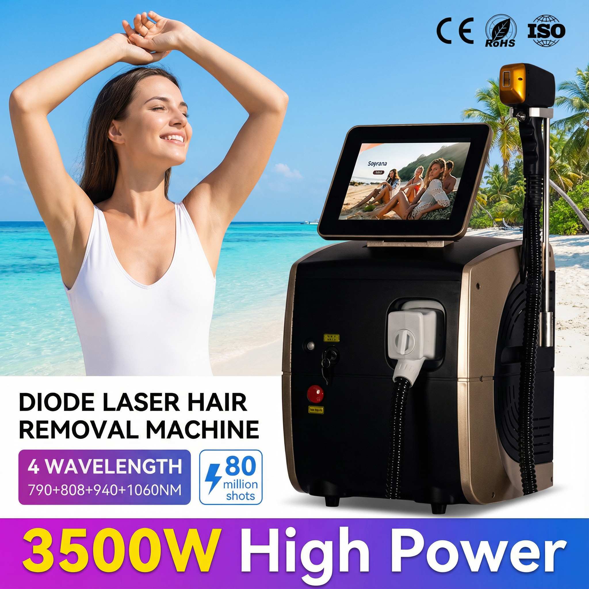 เครื่องเลเซอร์กำจัดขนแบบถาวรสำ - Ice Titanium Diode Laser Machine บทวิจารณ์และราคา